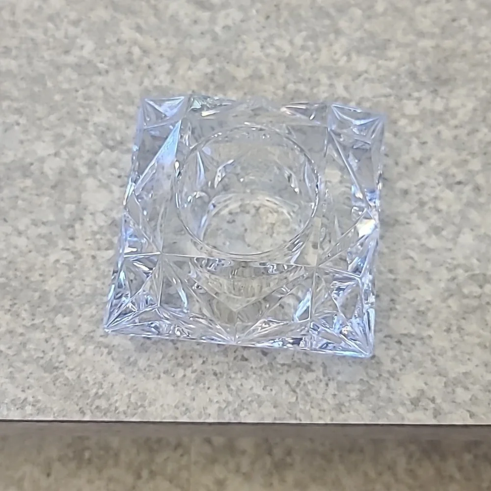 Chunky Heavy LCrystal Square Candle Holder